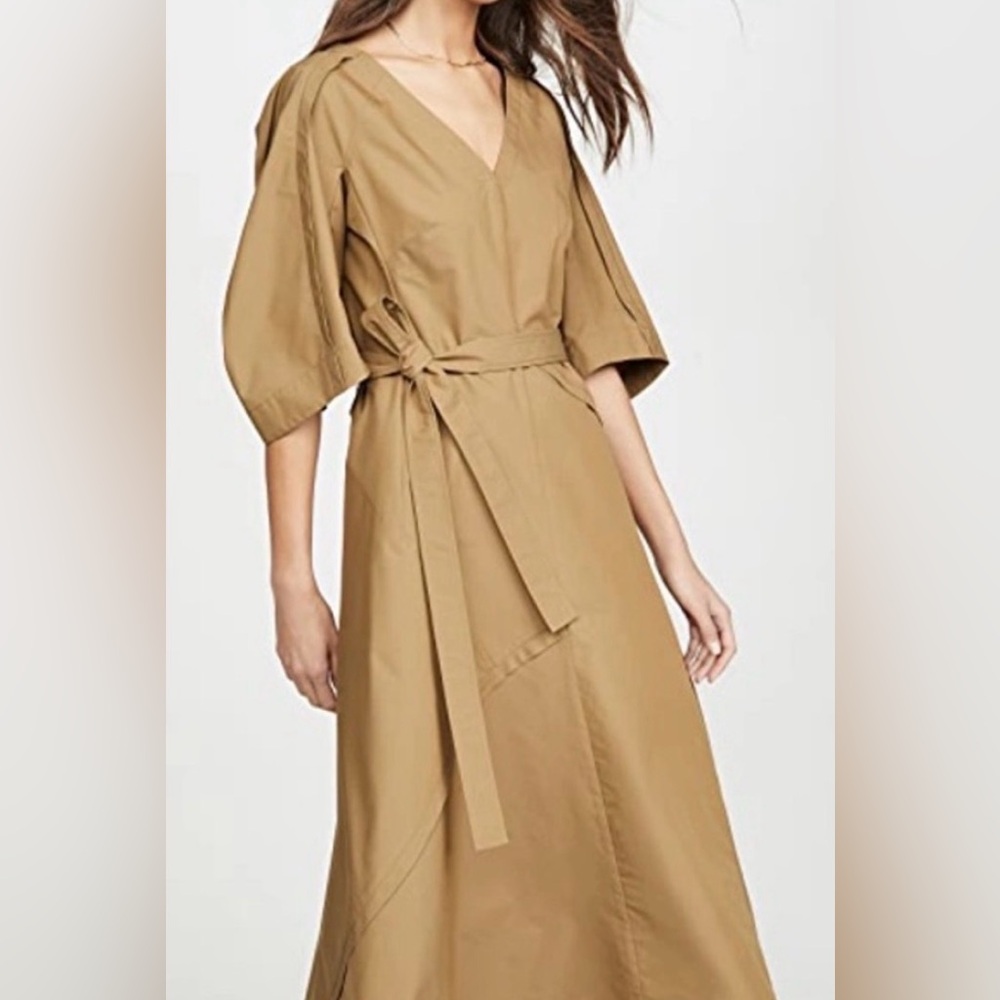 3.1 Phillip Lim Olive/Brown balloon sleeve dress - Picture 3 of 7